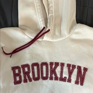Cream Hoodie with Brooklyn Embroidery